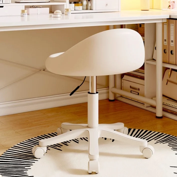 Modern Minimalist Round Upholstered Microfiber Leather Metal Plywood Hardware Vanity Stool Movable Liftable For Bedroom