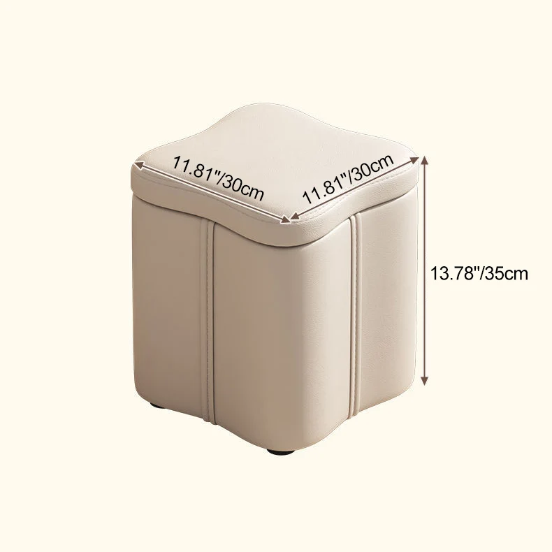 Contemporary Nordic Quad Flower Shape Synthetic Fabric Plywood Frame Vanity Stool For Bedroom