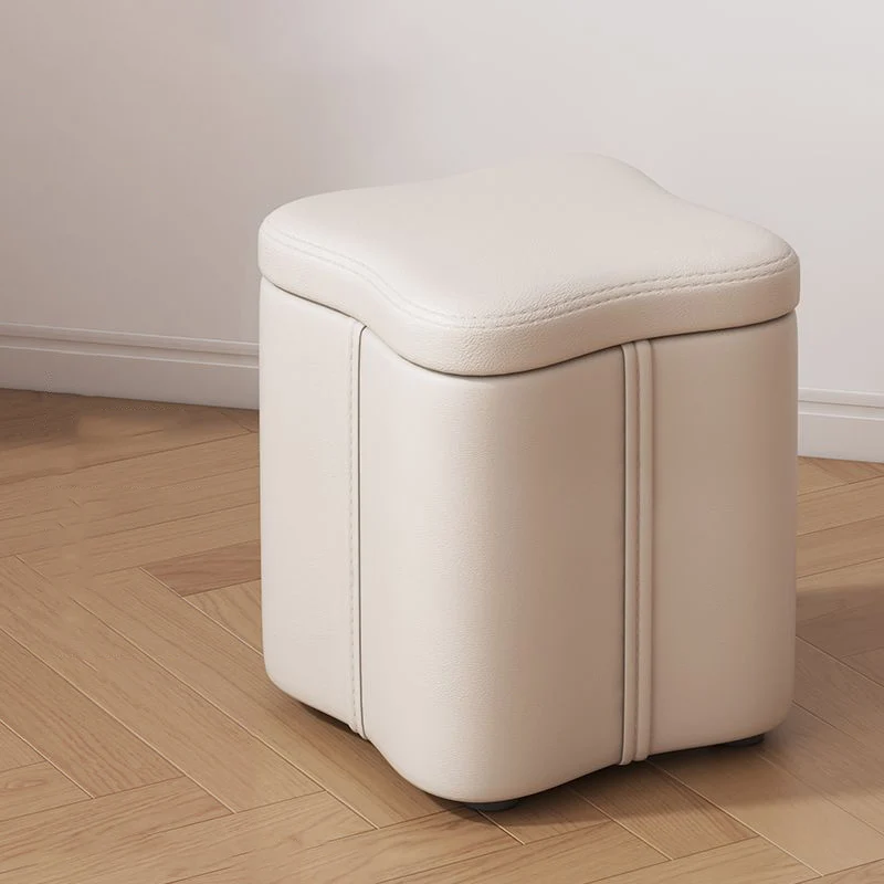 Contemporary Nordic Quad Flower Shape Synthetic Fabric Plywood Frame Vanity Stool For Bedroom
