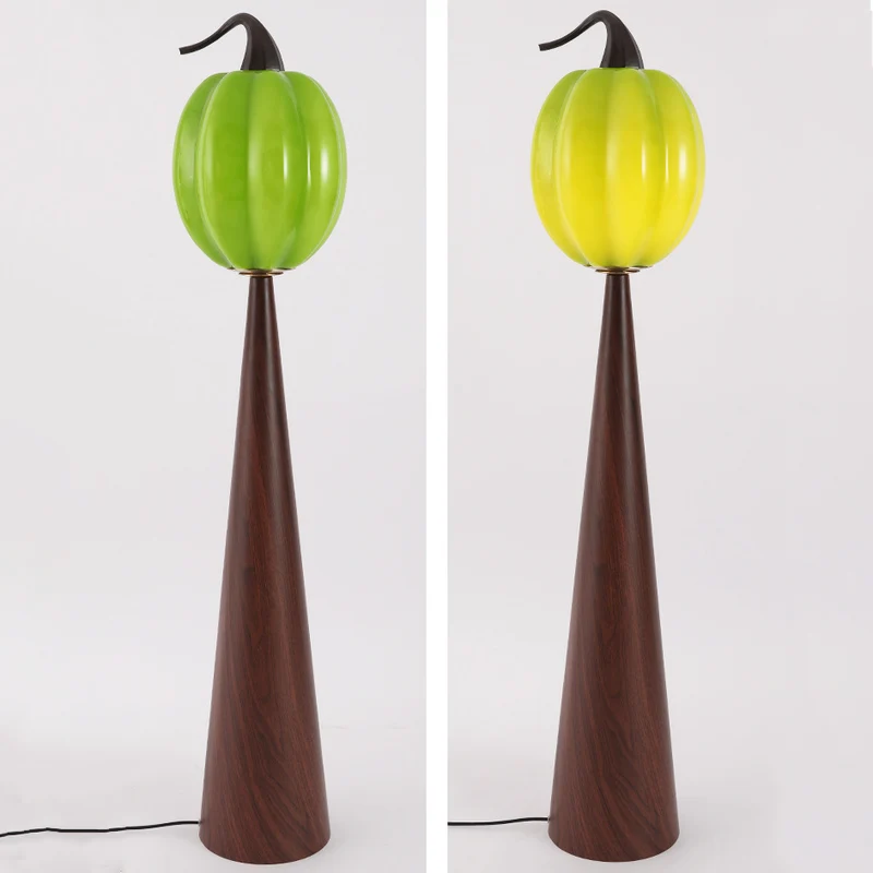 Contemporary Creative Fruit Apple Pear Glass Shade Metal Resin 1-Light Standing Floor Lamp For Living Room