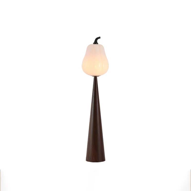 Contemporary Creative Fruit Apple Pear Glass Shade Metal Resin 1-Light Standing Floor Lamp For Living Room