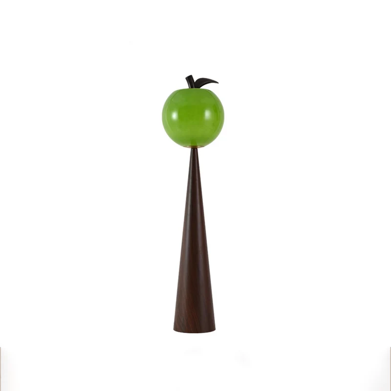 Contemporary Creative Fruit Apple Pear Glass Shade Metal Resin 1-Light Standing Floor Lamp For Living Room