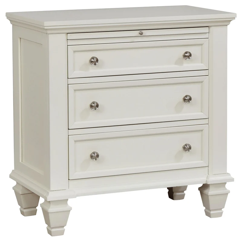 Coaster Furniture Sandy Beach 201302 3-Drawer Nightstand - Cream White
