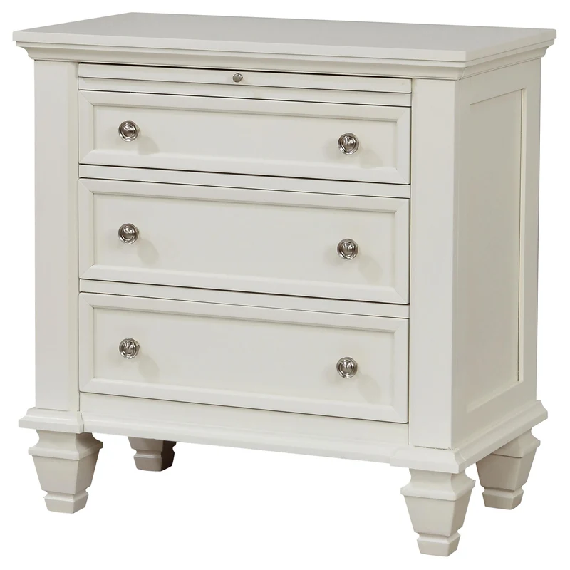 Coaster Furniture Sandy Beach 201302 3-Drawer Nightstand - Cream White