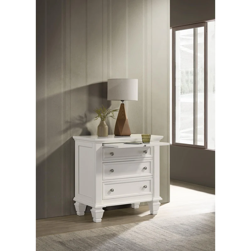 Coaster Furniture Sandy Beach 201302 3-Drawer Nightstand - Cream White