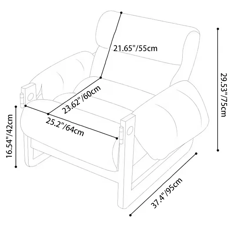 Contemporary Retro Oil Wax Leather Microfiber Leather Genuine Leather Rubberwood Square Accent Chair Backrest Armrest For Living Room