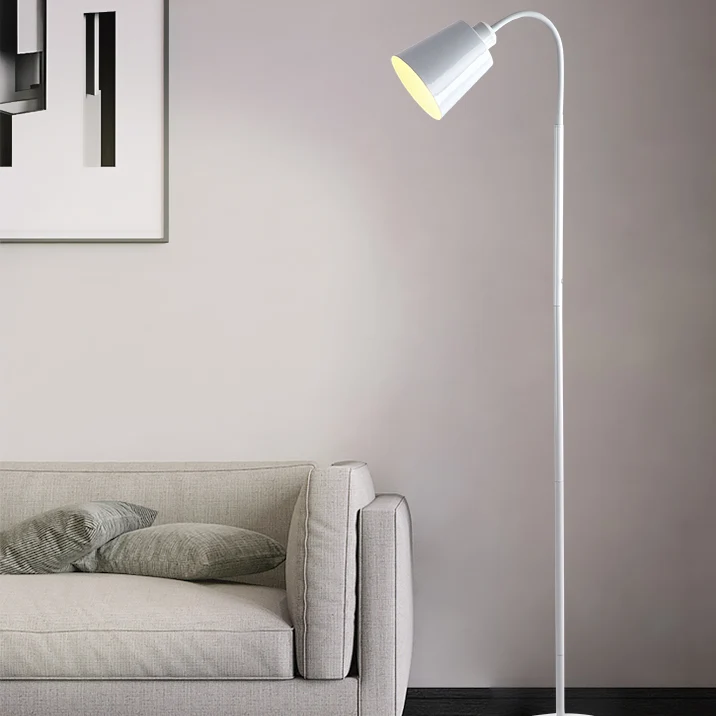 Contemporary Nordic Cylinder Iron Shade Arc Rod 1-Light Standing Floor Lamp For Living Room