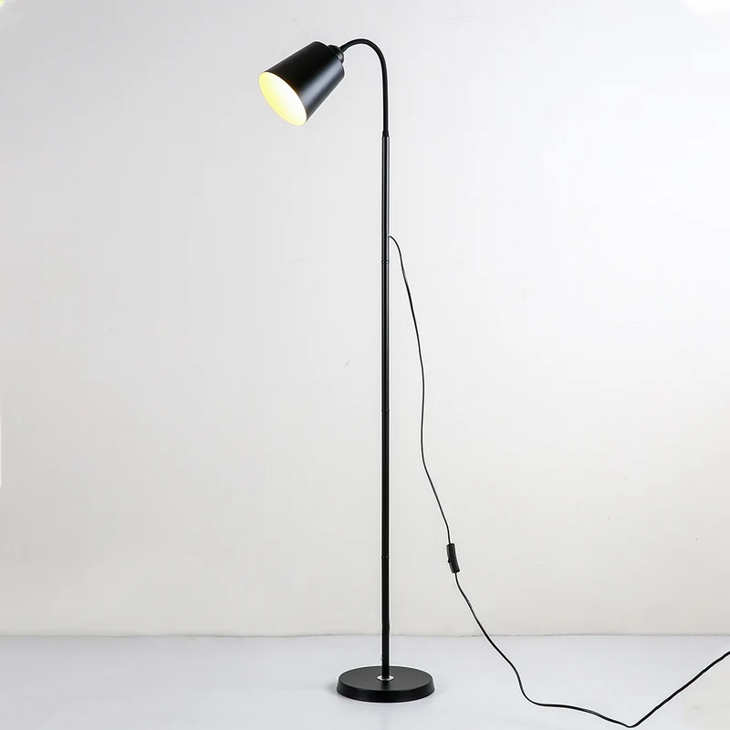 Contemporary Nordic Cylinder Iron Shade Arc Rod 1-Light Standing Floor Lamp For Living Room