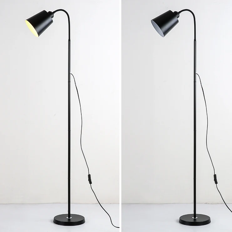 Contemporary Nordic Cylinder Iron Shade Arc Rod 1-Light Standing Floor Lamp For Living Room