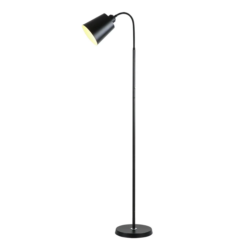 Contemporary Nordic Cylinder Iron Shade Arc Rod 1-Light Standing Floor Lamp For Living Room