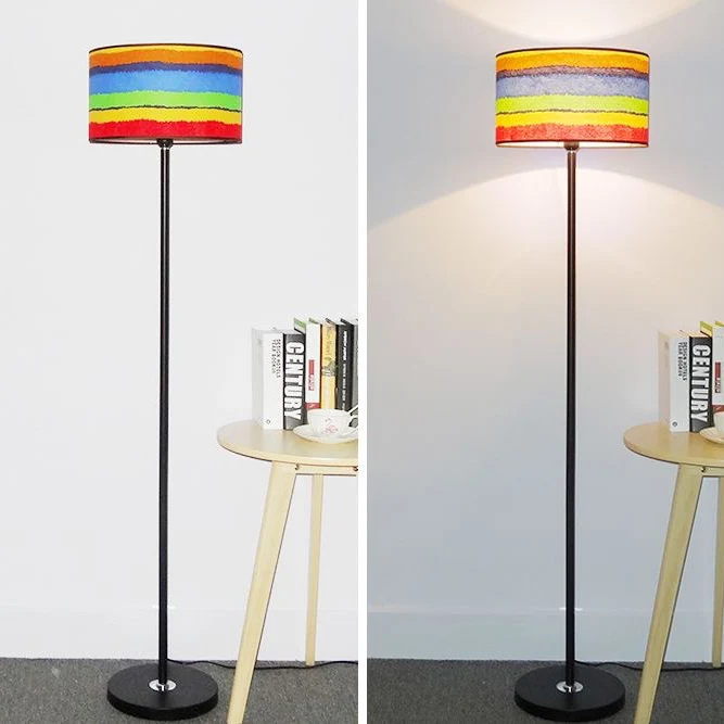 Contemporary Simplicity Cylinder Fabric Shade Iron 1-Light Standing Floor Lamp For Living Room
