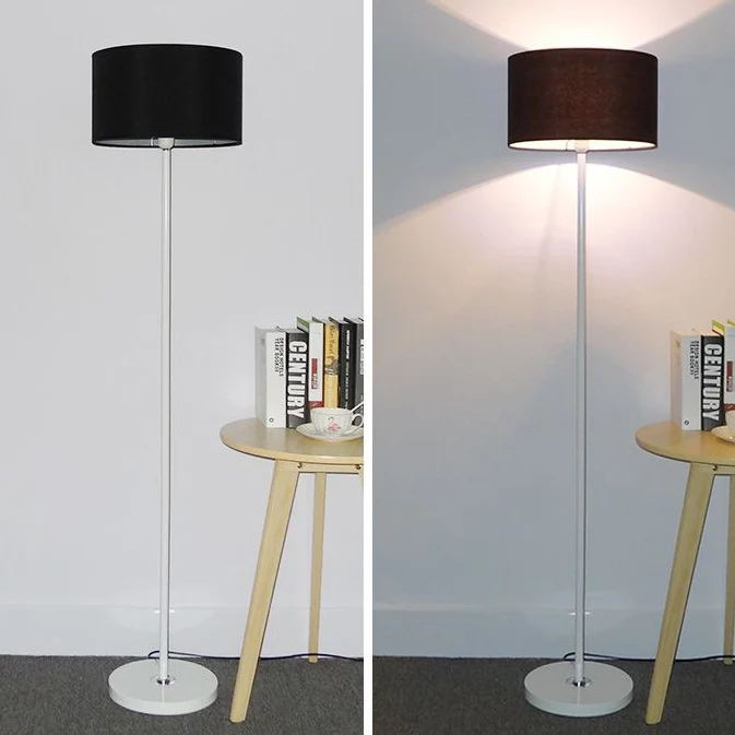 Contemporary Simplicity Cylinder Fabric Shade Iron 1-Light Standing Floor Lamp For Living Room