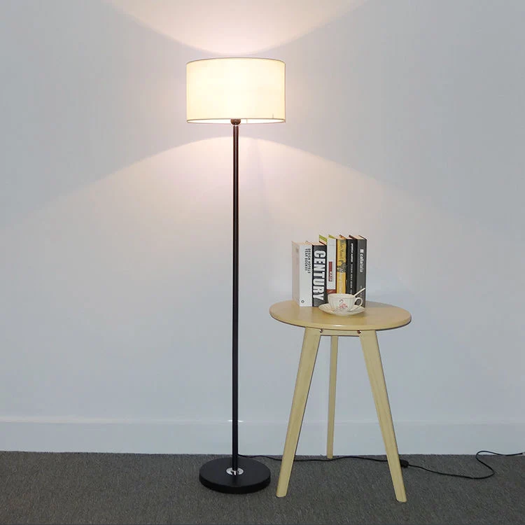 Contemporary Simplicity Cylinder Fabric Shade Iron 1-Light Standing Floor Lamp For Living Room