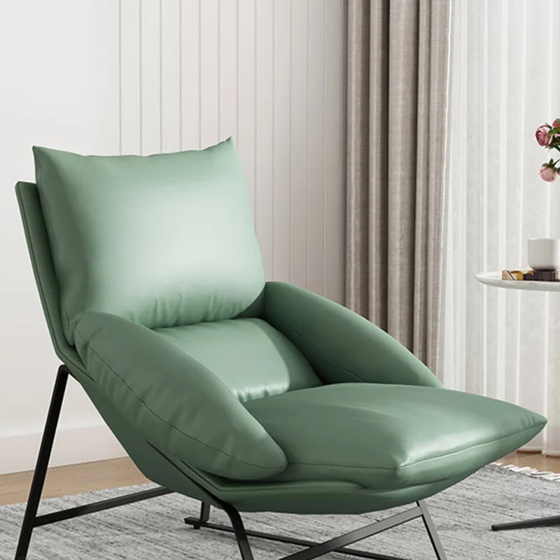 Contemporary Luxury Curved Synthetic Fabric Upholstery Iron Accent Chair Backrest For Living Room