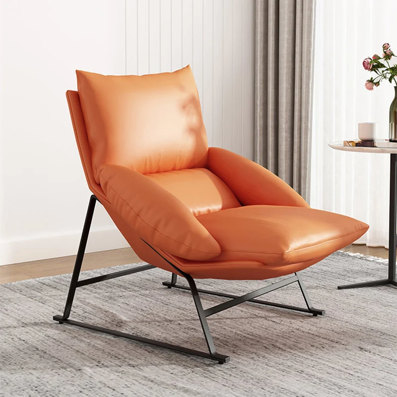 Contemporary Luxury Curved Synthetic Fabric Upholstery Iron Accent Chair Backrest For Living Room