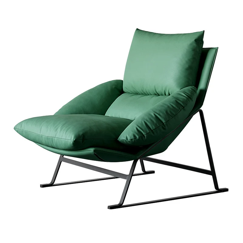 Contemporary Luxury Curved Synthetic Fabric Upholstery Iron Accent Chair Backrest For Living Room