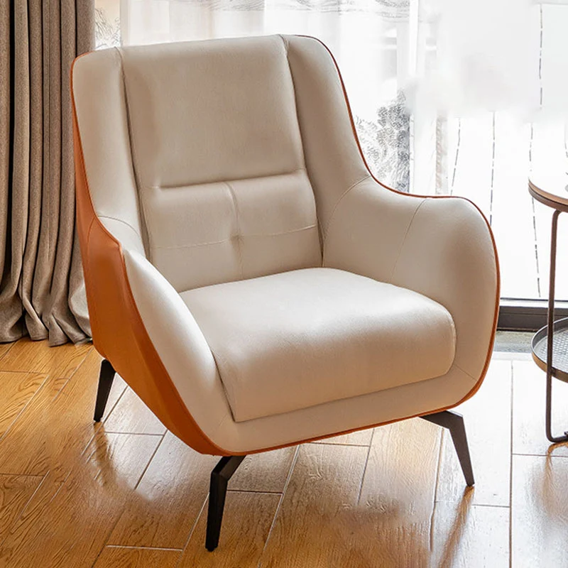 Contemporary Scandinavian Square Synthetic Fabric Upholstered Accent Chair Backrest Armrest For Living Room