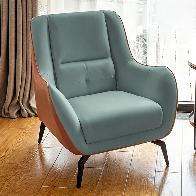 Contemporary Scandinavian Square Synthetic Fabric Upholstered Accent Chair Backrest Armrest For Living Room