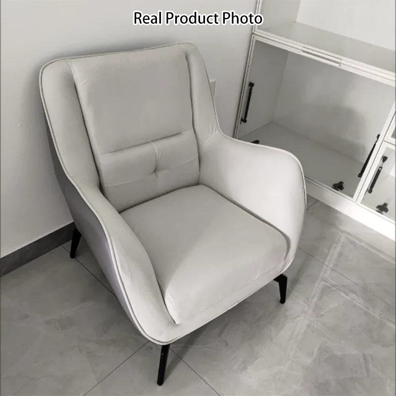 Contemporary Scandinavian Square Synthetic Fabric Upholstered Accent Chair Backrest Armrest For Living Room
