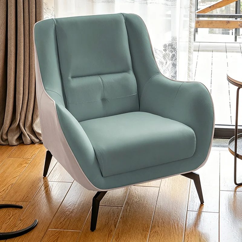 Contemporary Scandinavian Square Synthetic Fabric Upholstered Accent Chair Backrest Armrest For Living Room