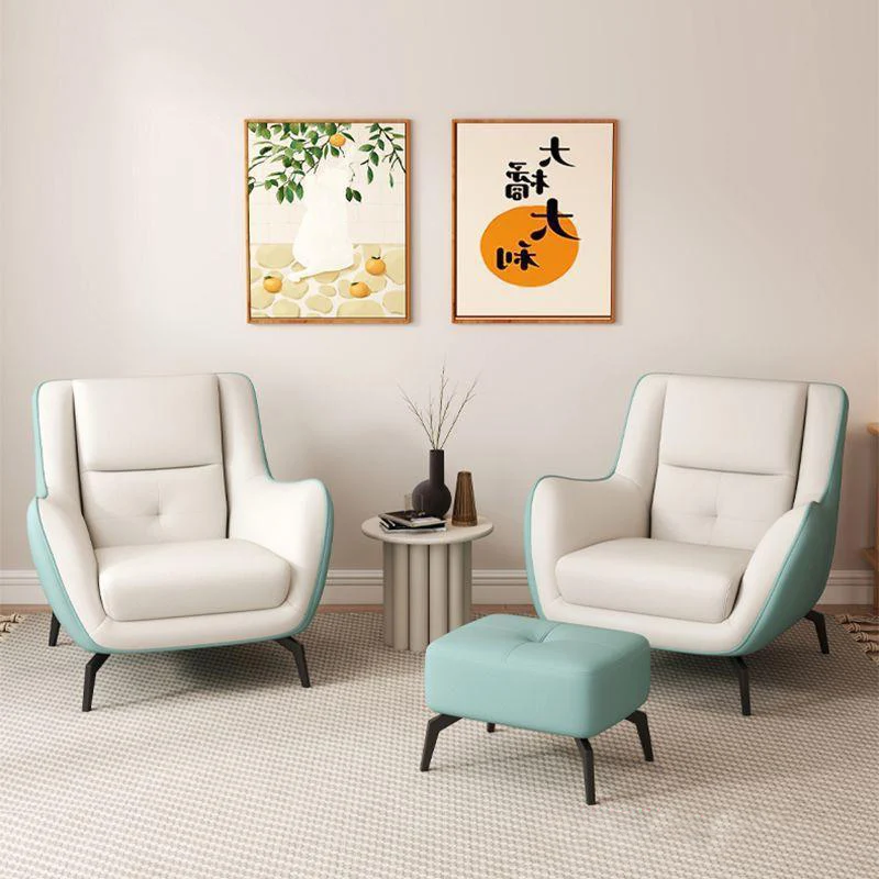 Contemporary Scandinavian Square Synthetic Fabric Upholstered Accent Chair Backrest Armrest For Living Room
