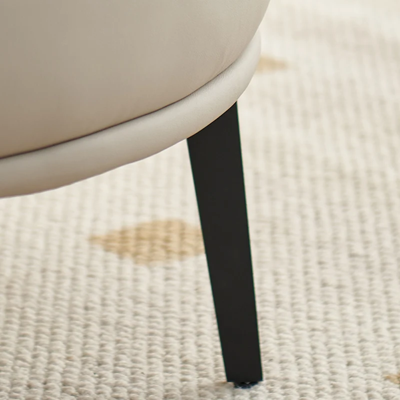 Contemporary Scandinavian Round PU Leather Upholstered Accent Chair Backrest For Living Room