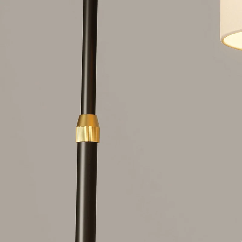 Contemporary Nordic Iron Base Marble Table Round Fabric Lampshade 1 - Light Standing Floor Lamp For Living Room