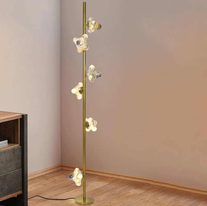 Contemporary Creative Starfish Glass Lampshade Iron Base 3/6 - Light Standing Floor Lamp For Living Room
