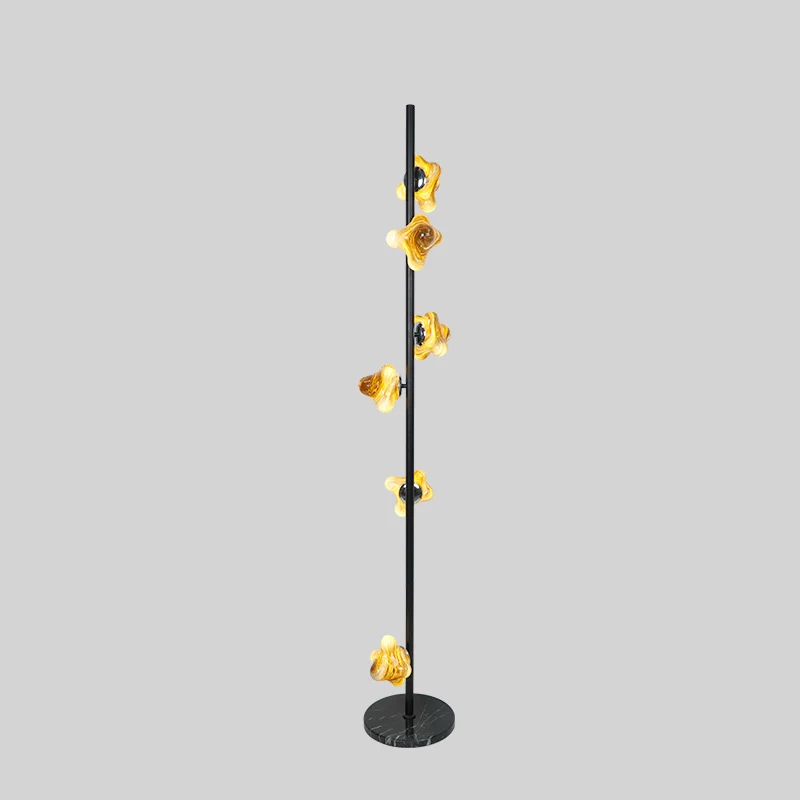 Contemporary Creative Starfish Glass Lampshade Iron Base 3/6 - Light Standing Floor Lamp For Living Room
