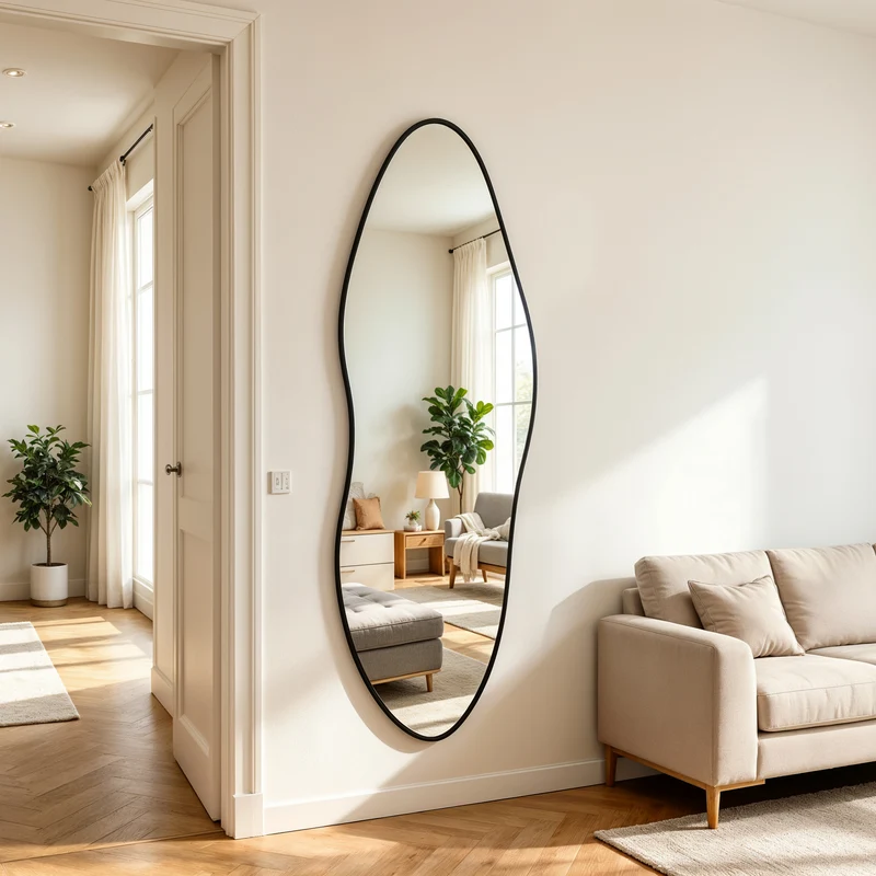Irregular Wall Mirror Full Length 21x63 Asymmetrical Wall Mirror