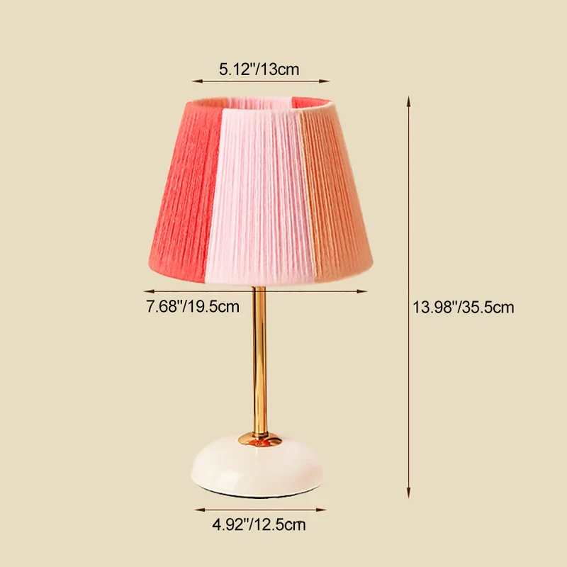 Contemporary Nordic Trapezoid Colorful Wool Yarn Lampshade Iron Base 1 - Light Table Lamp For Bedroom