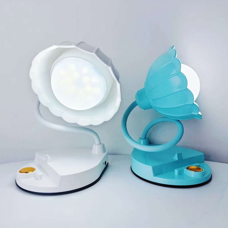 Contemporary Nordic Twistable Flower ABS Lampshade Round Base LED Table Lamp For Bedroom