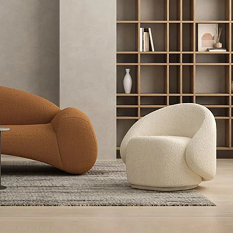 Contemporary Nordic Curved Back Square Cube Base Sherpa Fabric Pine Accent Chair Backrest Armless For Living Room