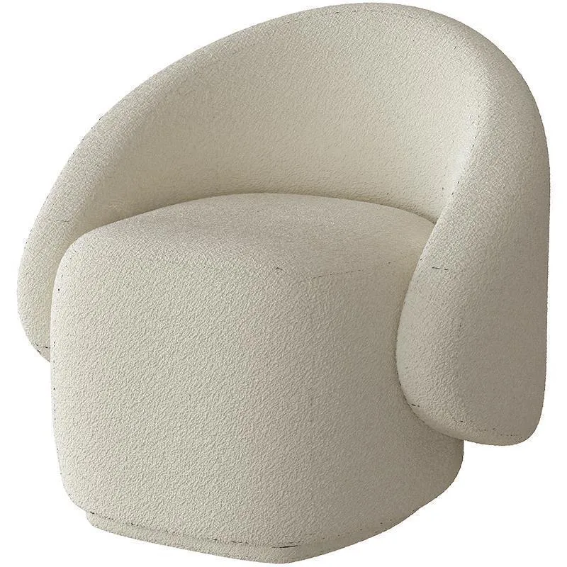 Contemporary Nordic Curved Back Square Cube Base Sherpa Fabric Pine Accent Chair Backrest Armless For Living Room