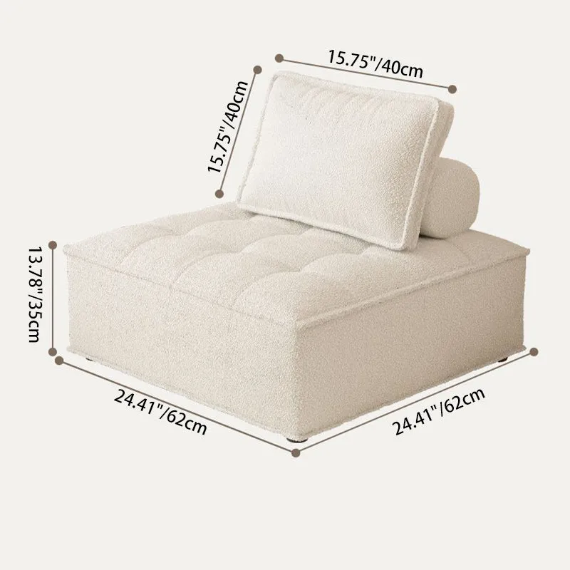 Contemporary Nordic Square Block Pine Sherpa Fabric Technology Fabric Cotton Linen Sofa Backless Armless For Living Room