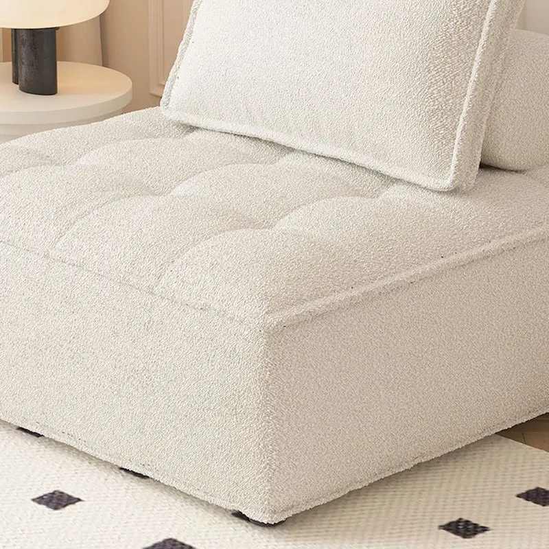 Contemporary Nordic Square Block Pine Sherpa Fabric Technology Fabric Cotton Linen Sofa Backless Armless For Living Room