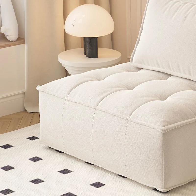 Contemporary Nordic Square Block Pine Sherpa Fabric Technology Fabric Cotton Linen Sofa Backless Armless For Living Room