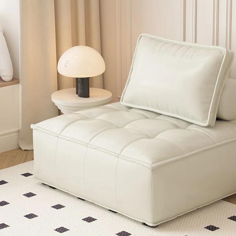 Contemporary Nordic Square Block Pine Sherpa Fabric Technology Fabric Cotton Linen Sofa Backless Armless For Living Room