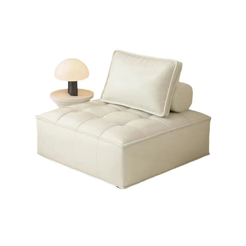 Contemporary Nordic Square Block Pine Sherpa Fabric Technology Fabric Cotton Linen Sofa Backless Armless For Living Room