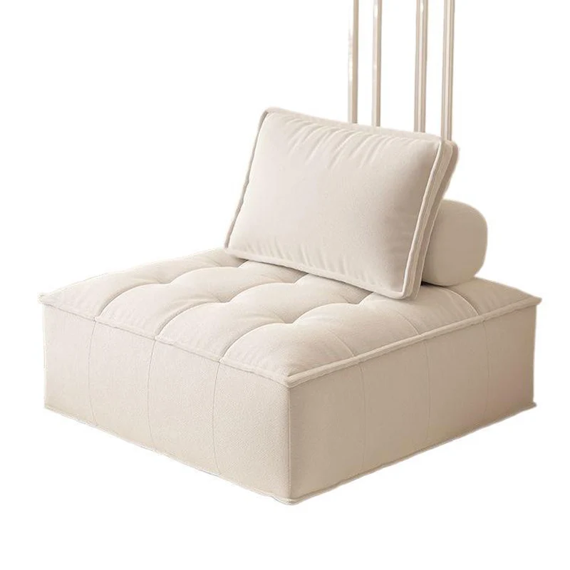 Contemporary Nordic Square Block Pine Sherpa Fabric Technology Fabric Cotton Linen Sofa Backless Armless For Living Room