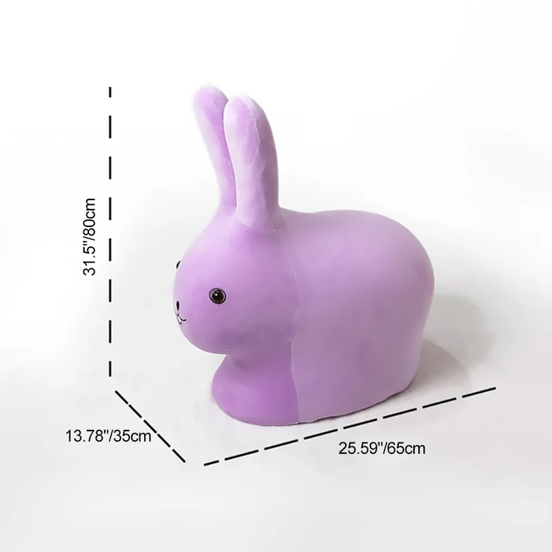Contemporary Creative Cute Animal Rabbit Fabric Low Stool With Pulley For Living Room