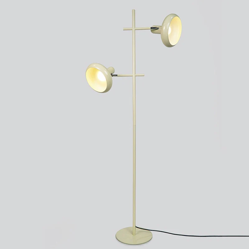 Contemporary Nordic Round Iron Lampshade 2 - Light Standing Floor Lamp For Living Room
