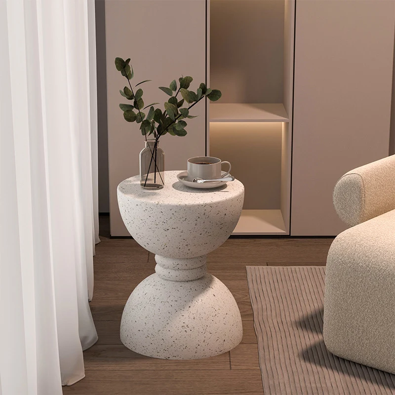 Contemporary Nordic Hourglass Magnesium Oxide Side Table 1 - Tier For Living Room