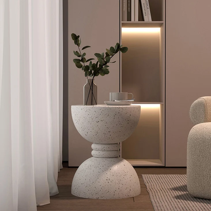 Contemporary Nordic Hourglass Magnesium Oxide Side Table 1 - Tier For Living Room