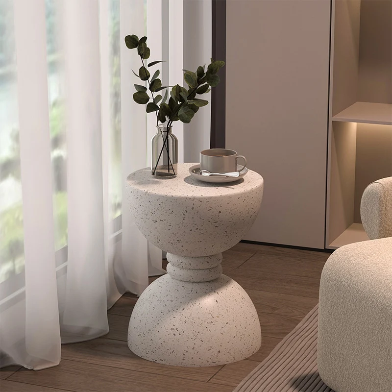 Contemporary Nordic Hourglass Magnesium Oxide Side Table 1 - Tier For Living Room