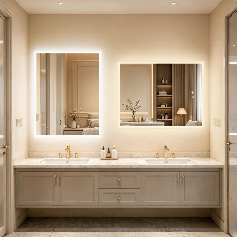 LUVODI 28x36” Rectangular LED Bathroom Mirror Tempered Glass Bathroom Mirror With Light