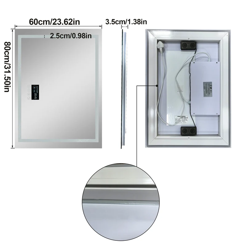 LUVODI LED Bathroom Mirror with Bluetooth Speaker & Screen Display, Tempered Glass Anti Fog Vanity Mirror