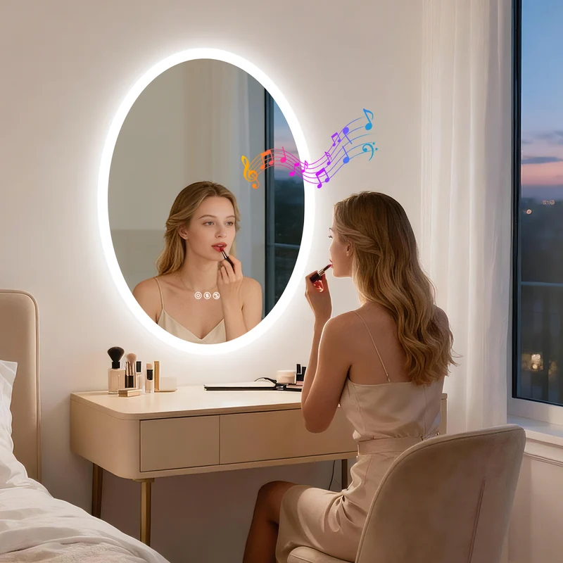 LUVODI LED Bluetooth Bathroom Mirror with Speakers Anti-Fog Lighted Vanity 23.6x31.5in