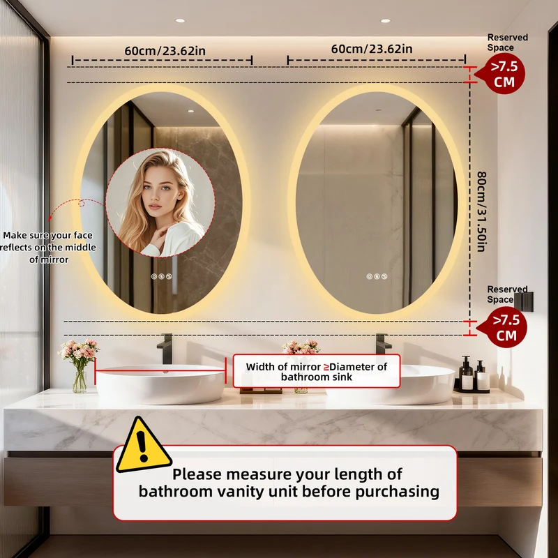 LUVODI LED Bluetooth Bathroom Mirror with Speakers Anti-Fog Lighted Vanity 23.6x31.5in