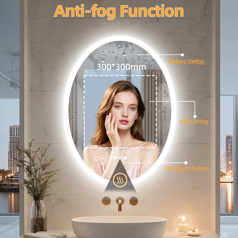 LUVODI LED Bluetooth Bathroom Mirror with Speakers Anti-Fog Lighted Vanity 23.6x31.5in